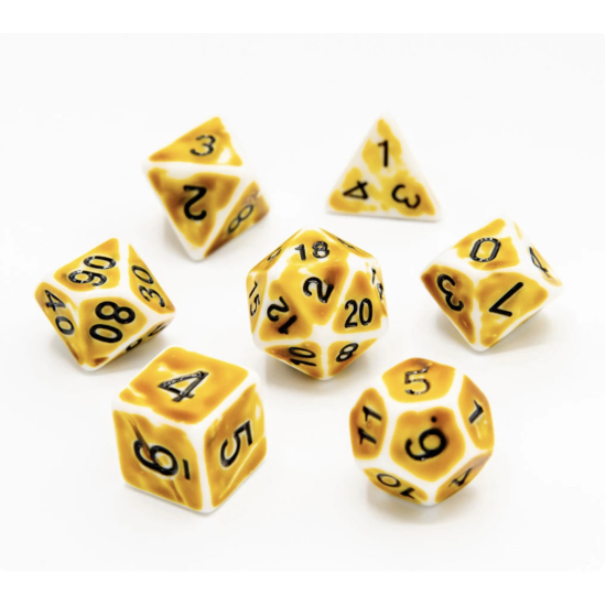 TTD Faded Glory Yellow Acrylic Dice 7 Piece Set
